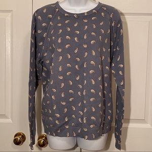 Loft Slate Colored Paisley Sweatshirt Size XL